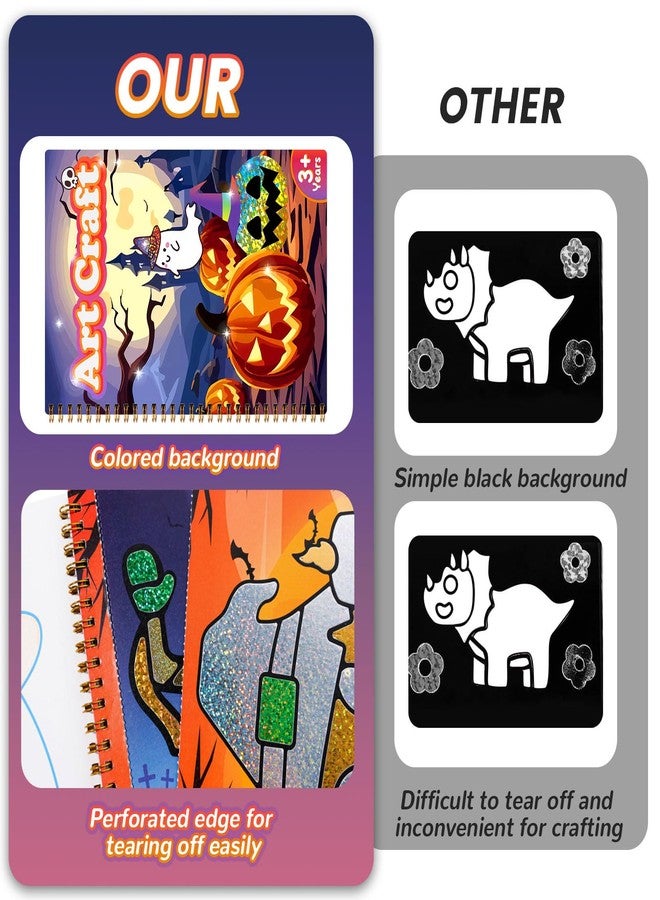 JULEASEL Halloween Foil Paper Arts and Crafts Kits, DIY Halloween Arts and Crafts for Kids, No Mess Foil and Coloring Books, Creative Spooky Art Gifts for Boys Girls Ages 4+ - Image 5